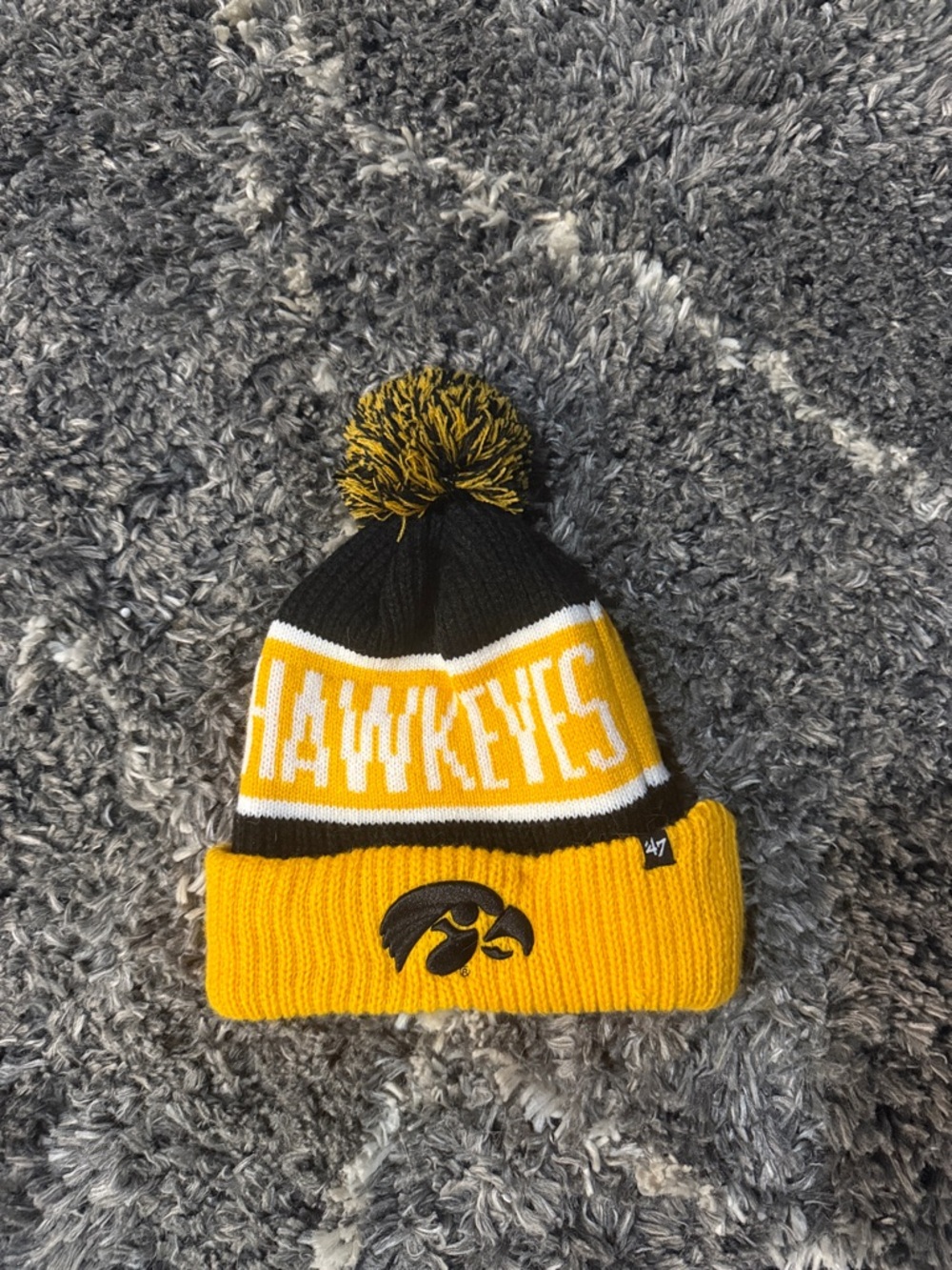 47 Brand Hawkeyes Knit Pom Beanie - Black & Yellow
